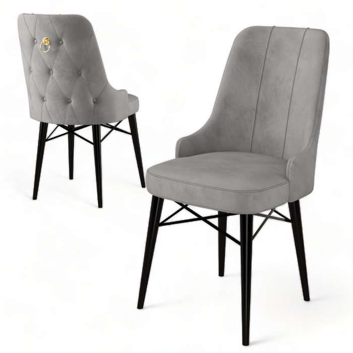 Hanah Home Juego de 6 Sillas en Gris y Negro
